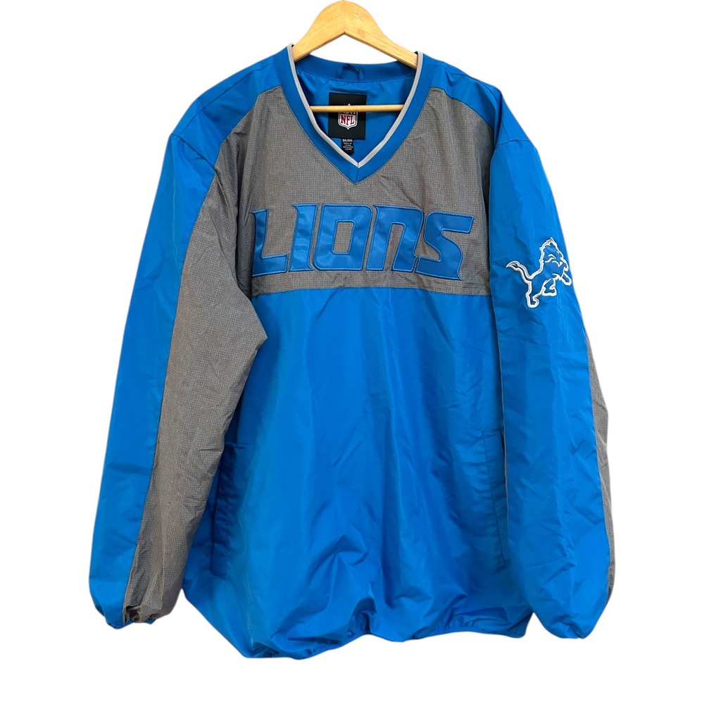 Detroit Lions NFL Men's Pullover Windbreaker Jacket 3XL Blue‎ Gray Sportswear